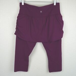 Athleta Elation 2 in 1 Capri Skirt Pants Plum Purple Size LP Athleisure Tennis
